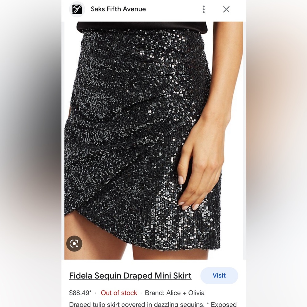 Alice + Olivia Draped Sequin Embellished Mini Skirt in Black